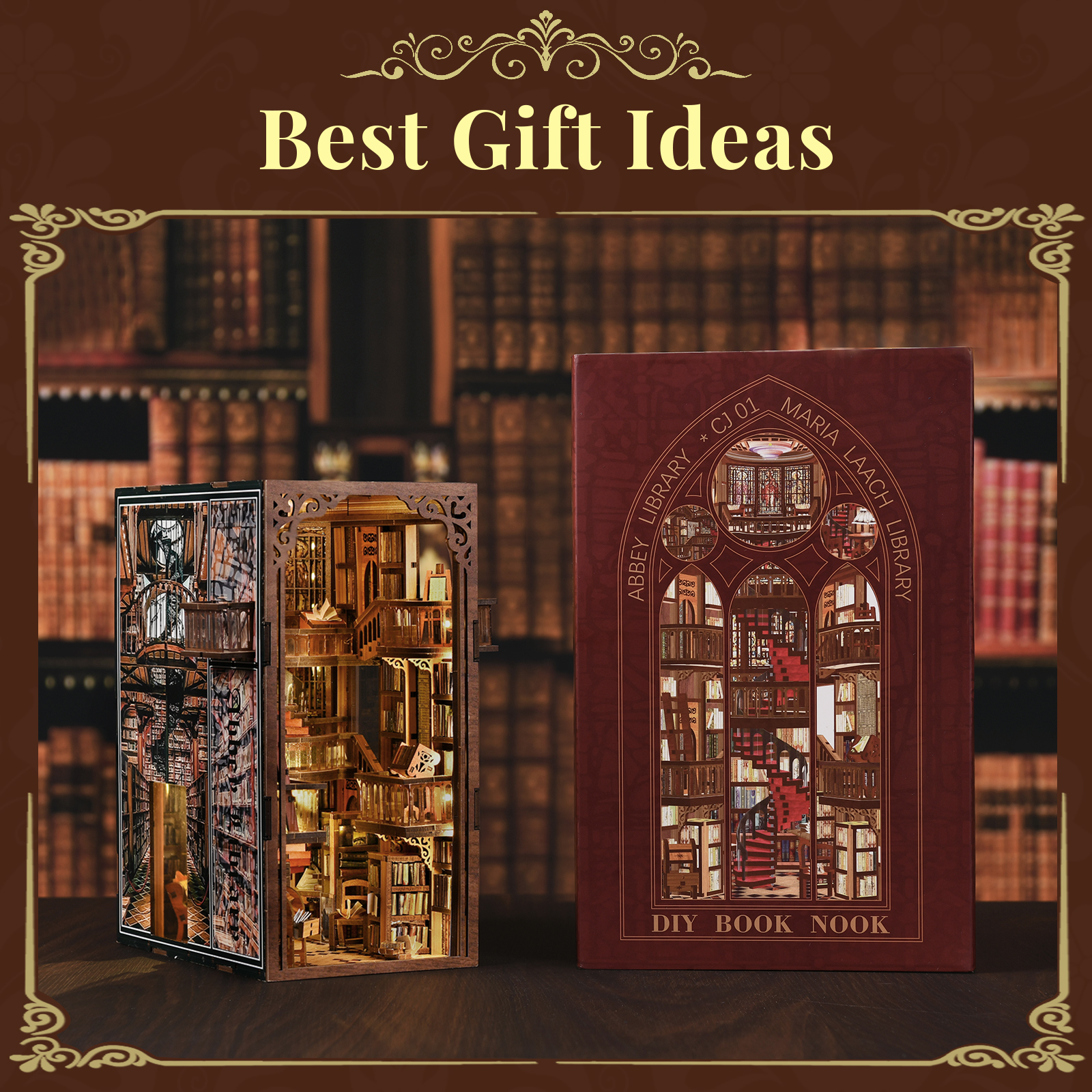 Book Nook Library Kit, DIY Miniature Dol